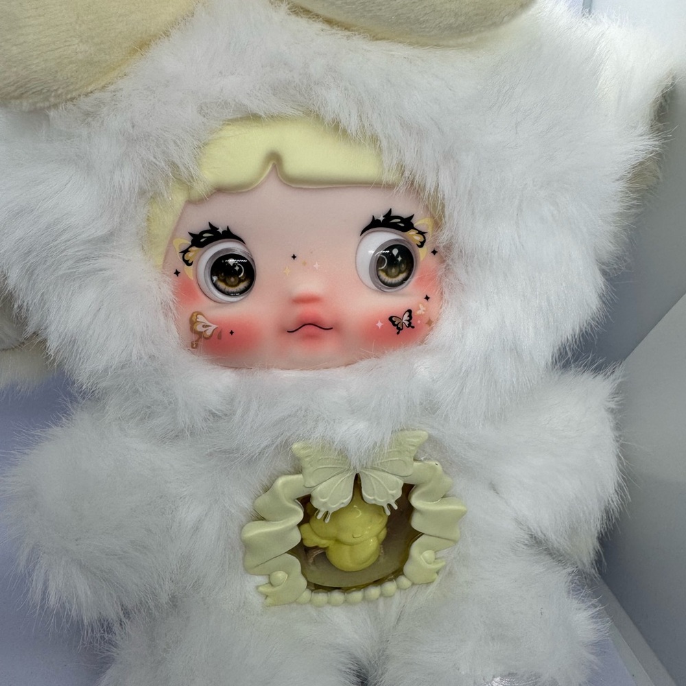 Nommi Aurora Adorable White Plush Doll with Butterfly Accents